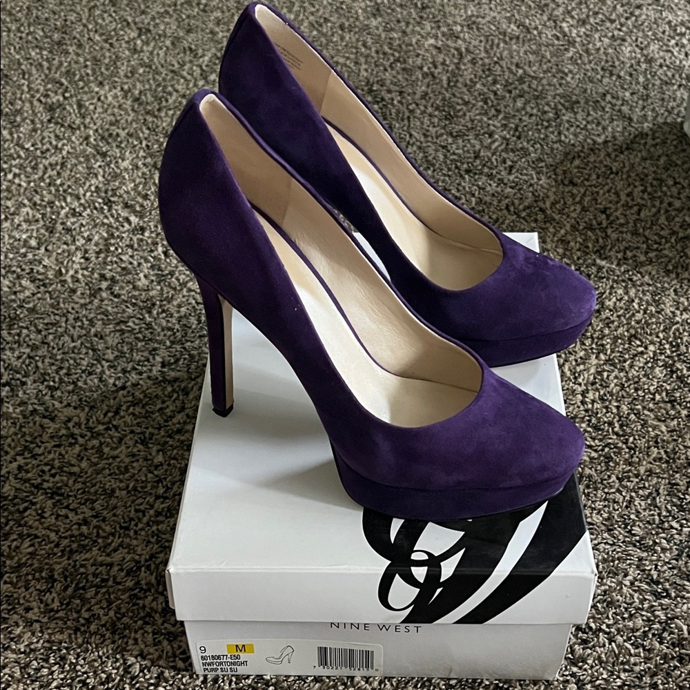 Nine West Purple Suede Platform Pumps
